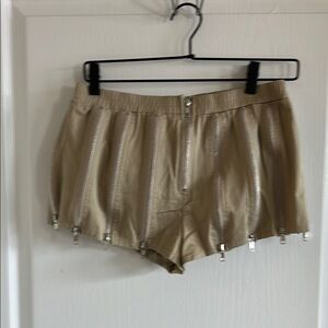 SWANK Tan High Waist Shorts with Silky Finish
